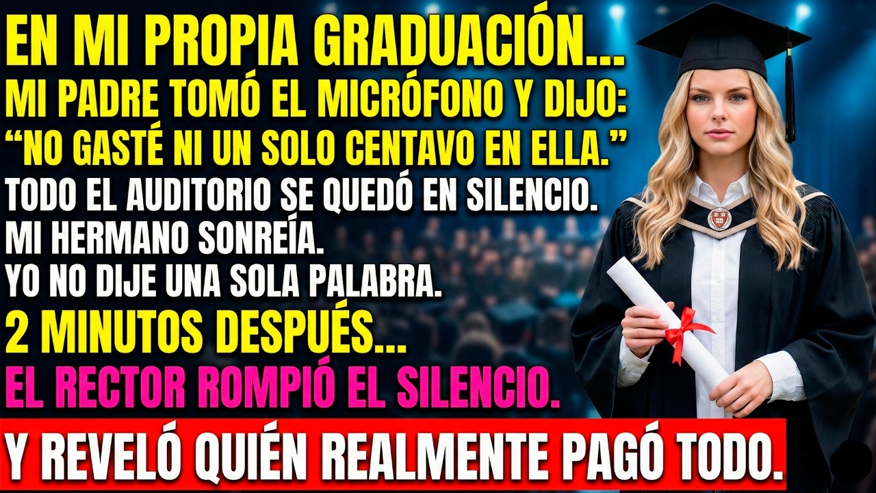En mi graduación, mi padre dijo: “No gasté ni un centavo en ella” — pero el rector reveló la verdad