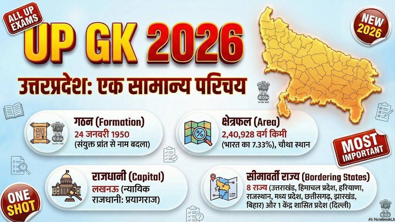 UP GK 2026 | उत्तर प्रदेश : एक सामान्य परिचय | All UP Exams One Shot