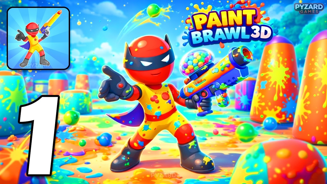 Paint Brawl 3D - Gameplay Walkthrough Part 1 - Paintball Brawl Action (Android, iOS)