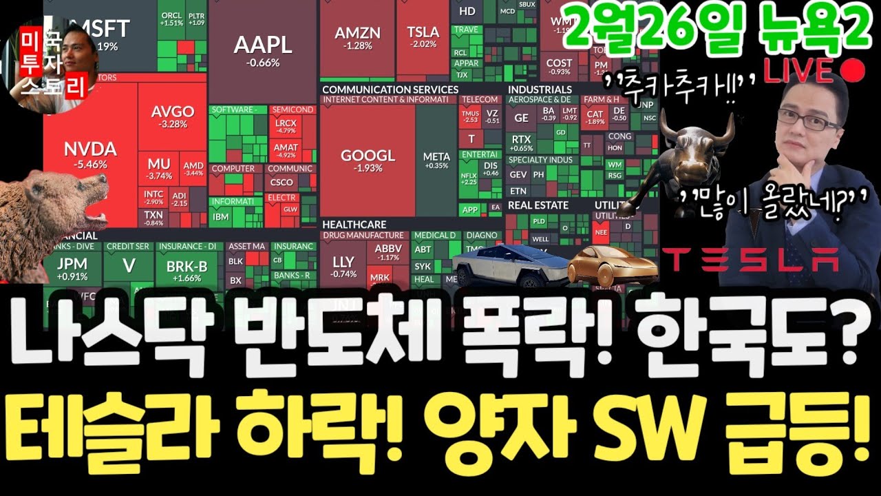미국주식시황/반도체 폭락!왜? 양자 SW 우주 폭발! 테슬라 엔비디아 구글 애플 아마존 메타 마소 팔란티어 아이온큐 QBTS 삼성전자 MU 브로드컴 오라클 코어위브 샌디스크 금은