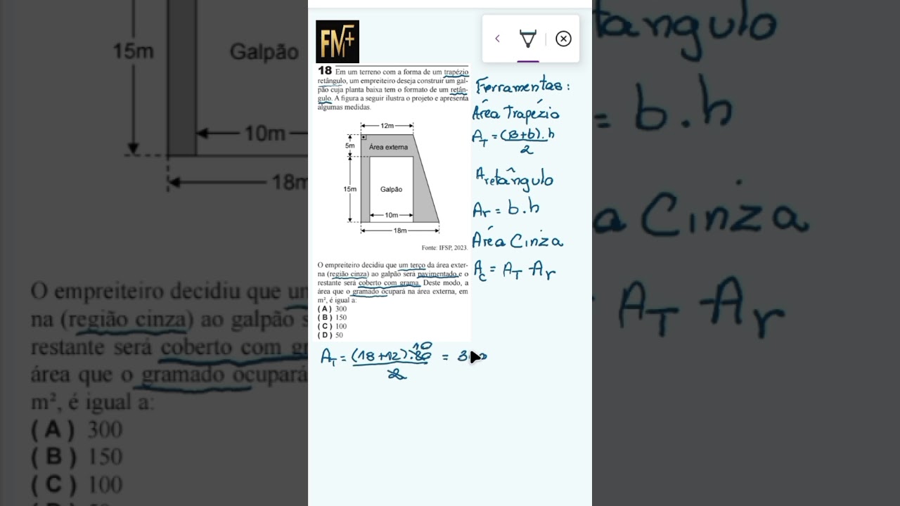&Aacute;rea de Figuras Planas | IFSP 2025 #matematica #ifsp #comoaprendermatematica