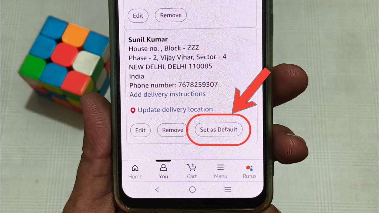 how to change default address in Amazon ?
