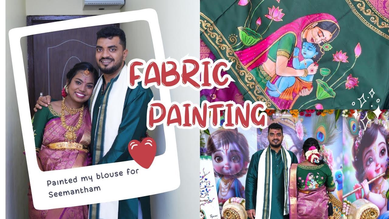 Fabric Painting on Blouse | Krishna and Yashoda Painting tutorial || KUTTY TALES