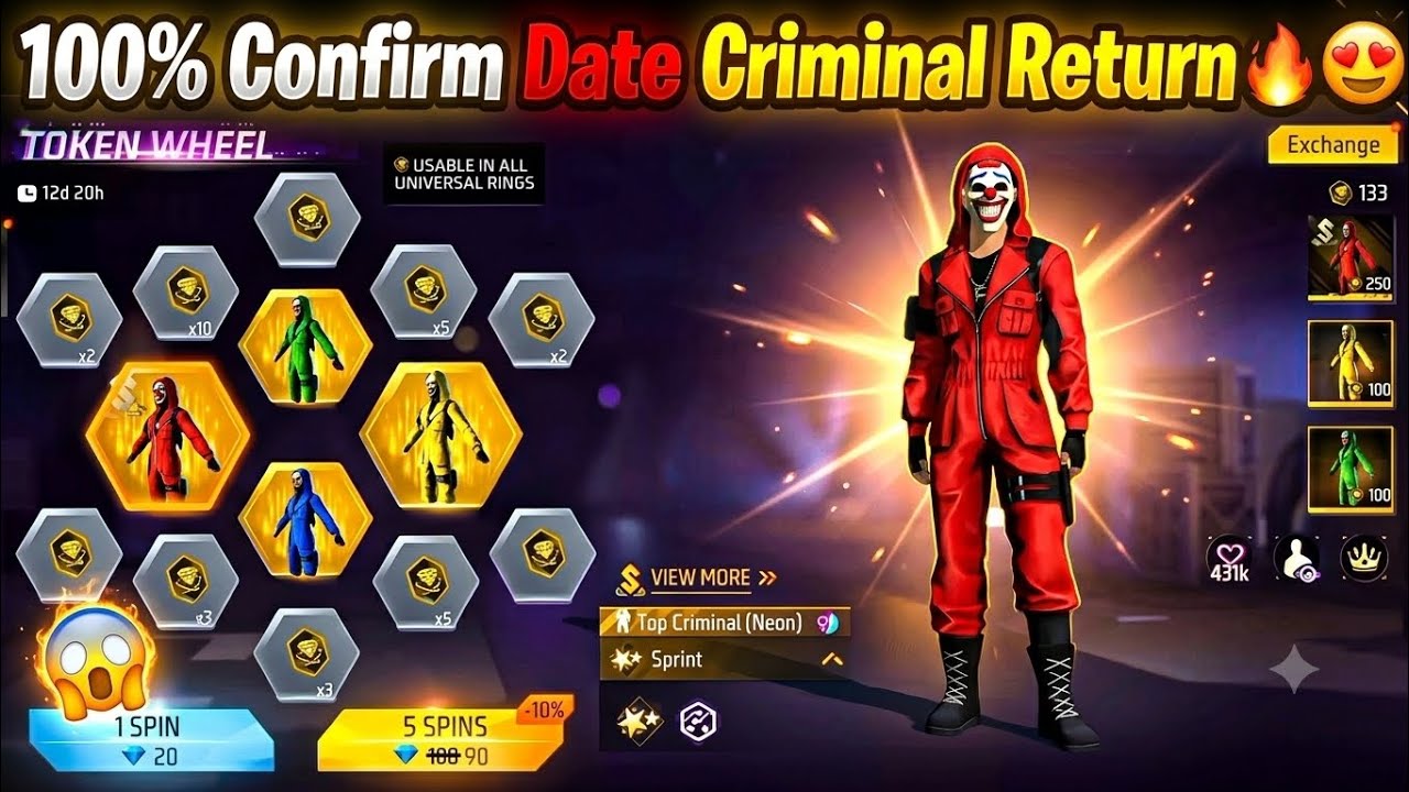 Criminal Bundle Return free fire🔥😳 | criminal bundle return confirm date | next universal ring event