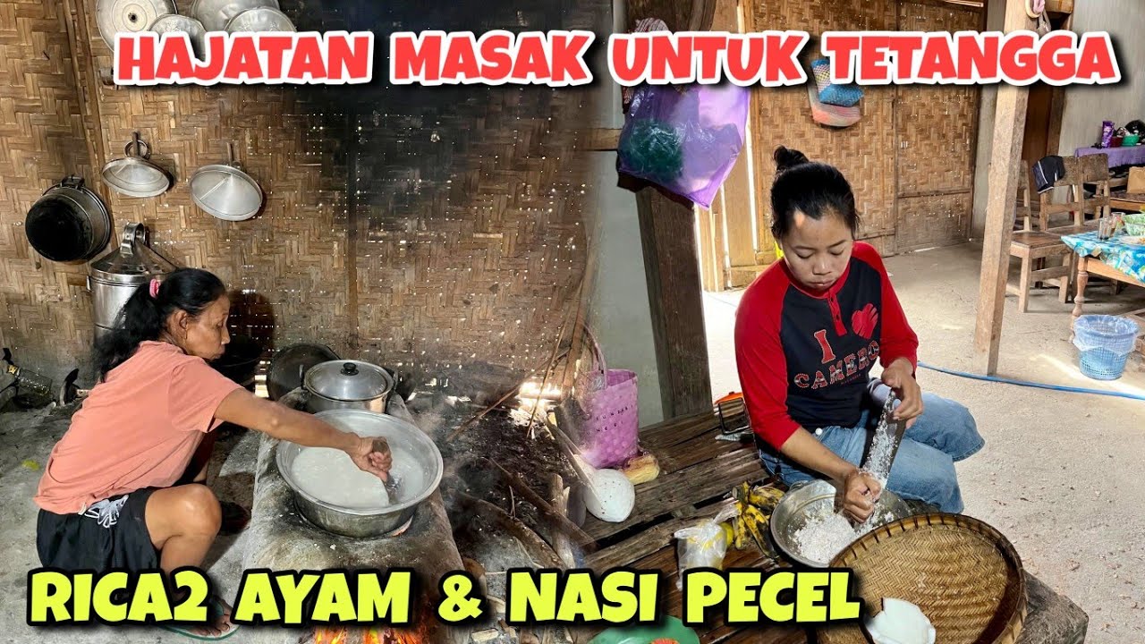 Emak Darti masak nasi pecel & ayam bersama tetangga ‼️ Renovasi kandang sapi
