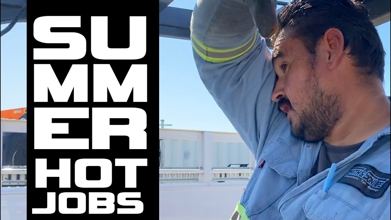 Hottest jobs in the Summer heat: Changing industrial tires out in the field in Bakersfield.