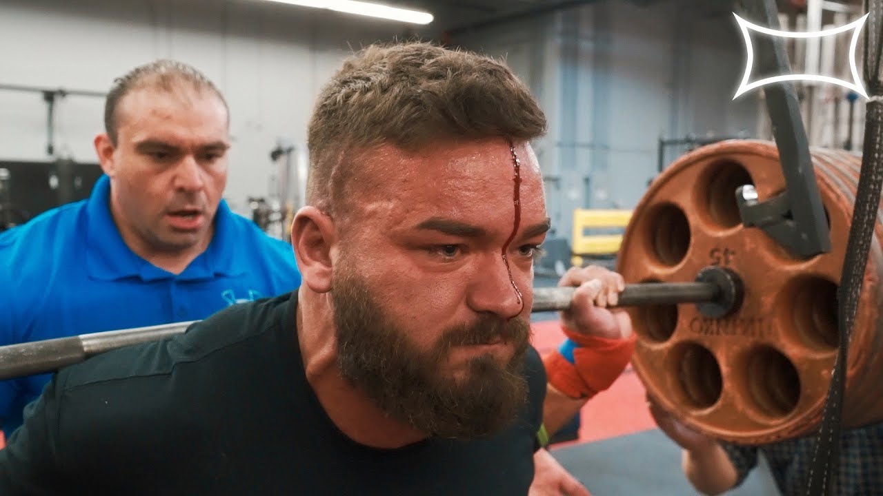 BLEEDING OUT THE FACE WHILE SQUATTING HEAVY 1 REP MAX | Super Training Gym