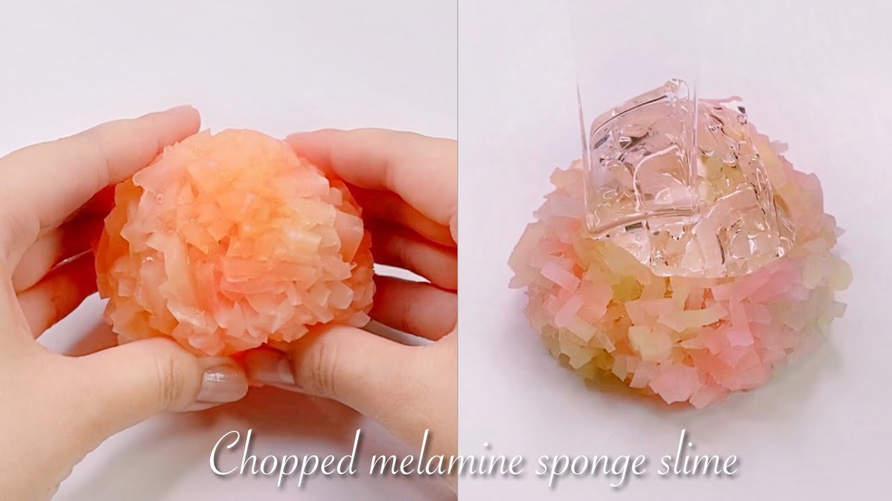 【ASMR】🔪みじん切りシャキシャキスライム↪︎クランチスライム🧶【音フェチ】Chopped melamine sponge crunch slime 다진 멜라민 스펀지 크런치 슬라임