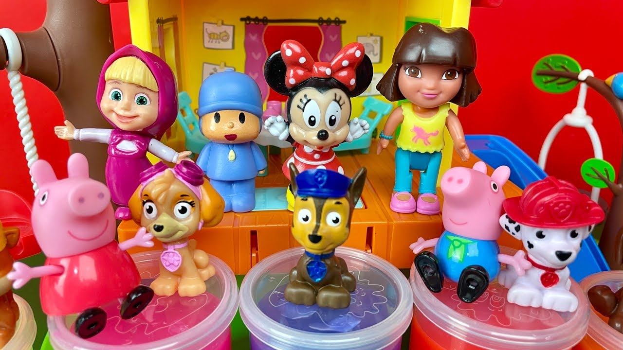 Chazinho Na Casa Na Árvore e Brincando No Parquinho Com Peppa Pig, Pocoyo, Masha e Minnie