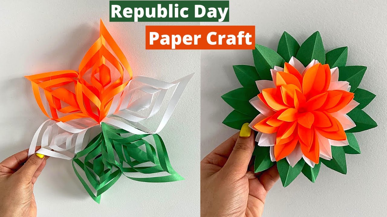 Republic Day Craft Ideas | Tricolor Flower Wall Hanging | DIY Tricolor Lotus Paper Flower