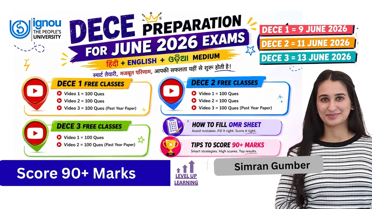 DECE Free Classes June 2026 Exams IGNOU Level Up Learning Simran Gumber