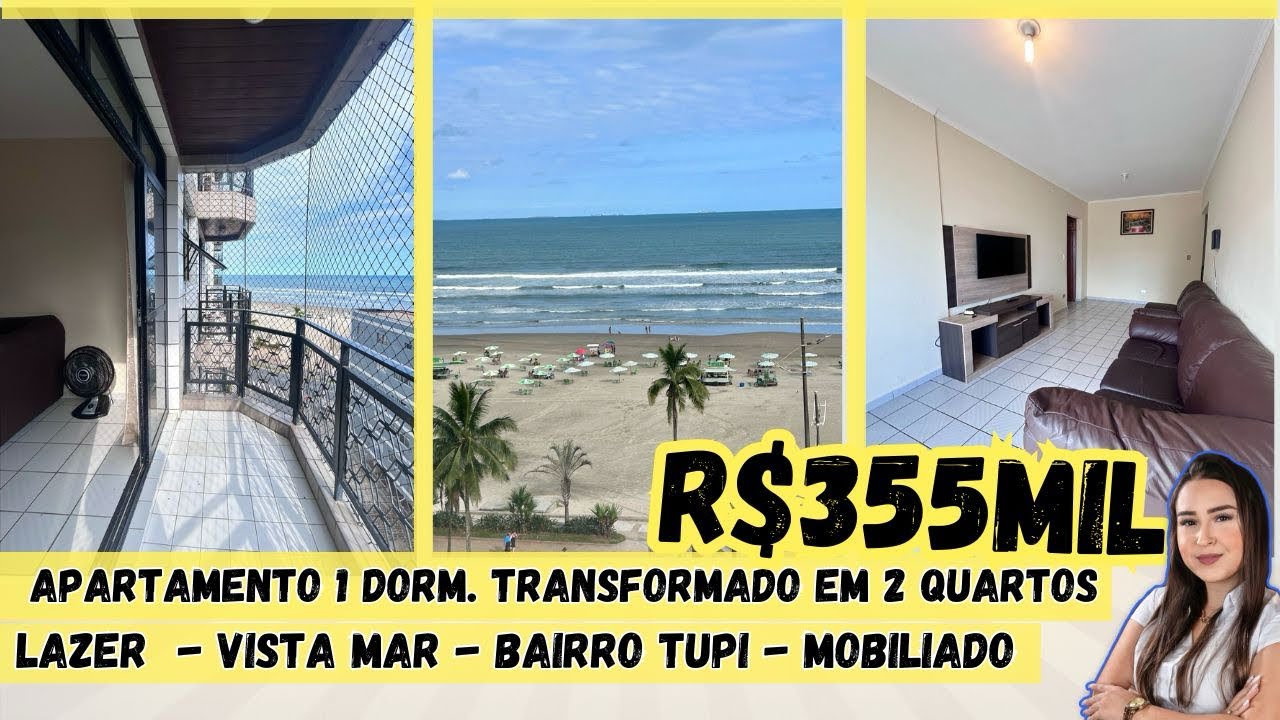 [VENDIDO] Apartamento 1 dormitório transformado em 2 quartos Vista Mar Bairro Tupi R$355mil 💰