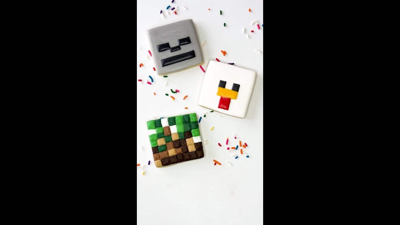 Super Fun Minecraft Cookies! 🎮 (3 of 3) #cookiedecorating #shorts