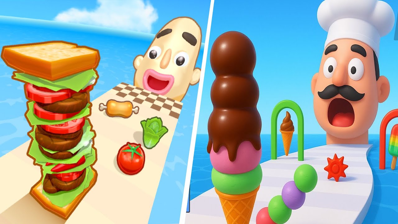 Sandwich Runner 🆚 Stacky Ice Cream Runner🌻🧿🌺🌈Max Levels Walkthrough Android IOS Update Gameplay70405