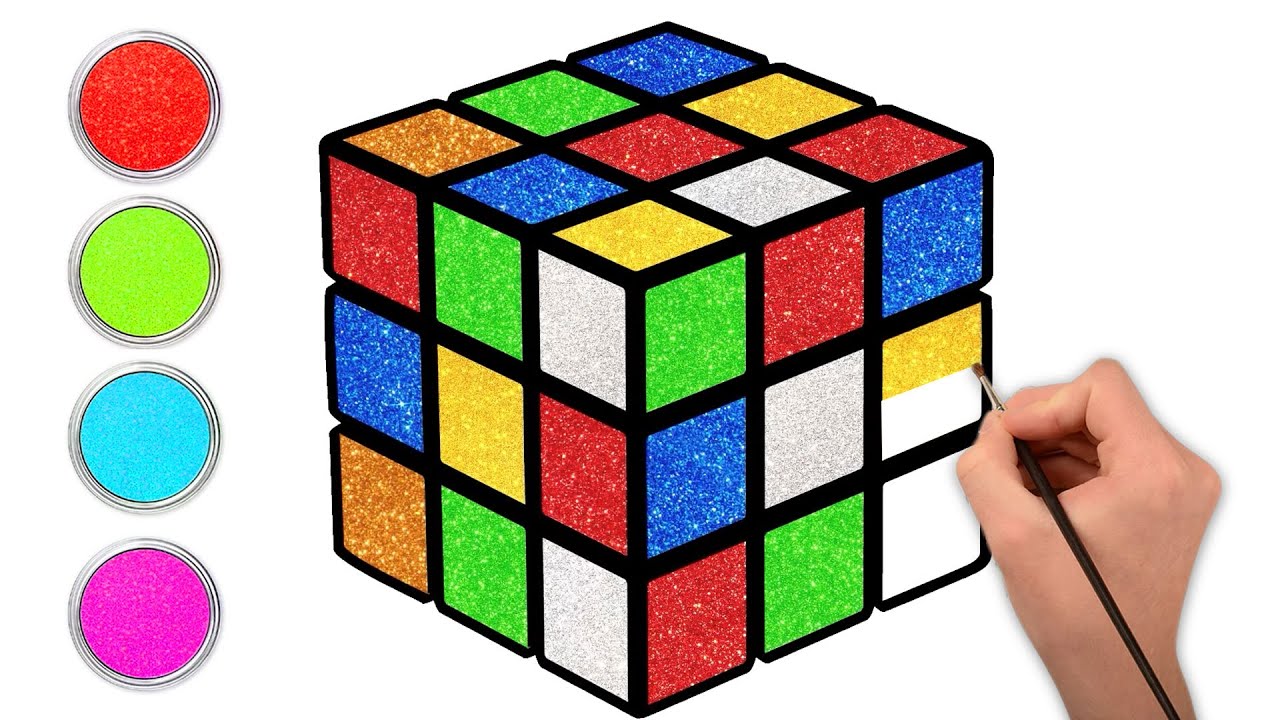 कैसे बनाएं एक प्यारा सा Glitter Rubik's Cube | How to Draw a Cube | Easy 3D Drawing for Kids