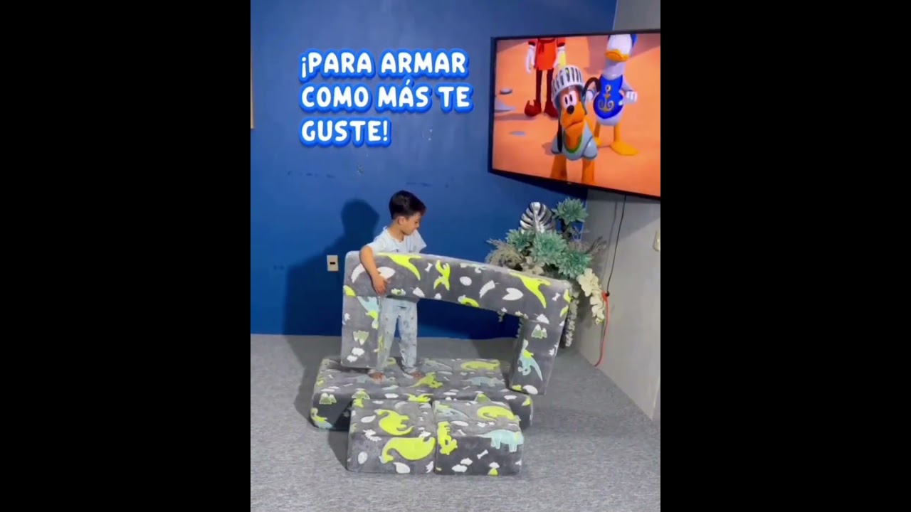 Sof&aacute; Cama Modular Infantil Nugget 4 Pzs Brilla En Oscuridad