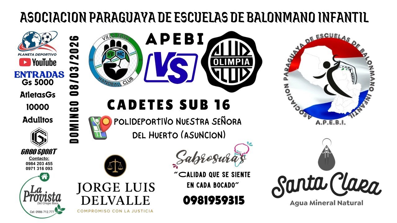 Balonmano | VILLA ELISA VS OLIMPIA | Cadetes Sub 16 | APEBI