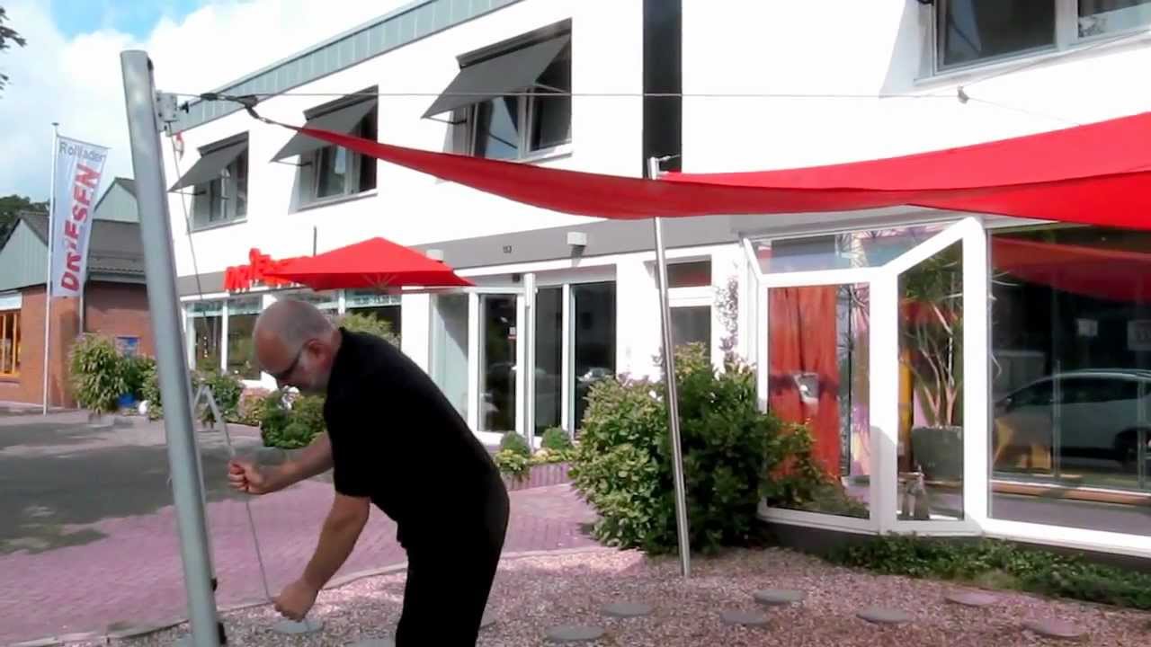 #Sonnensegel aufrollbar  ein-ausfahren mit Hoehenverstellung