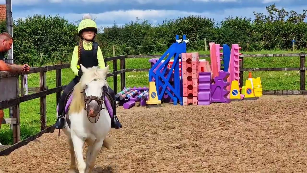 SOLO HORSE RIDING LESSONS ON DAN THE MAN AT PEVLINGS 2023 CHARLOTTE ROCKING A NEW BODY PROTECTOR
