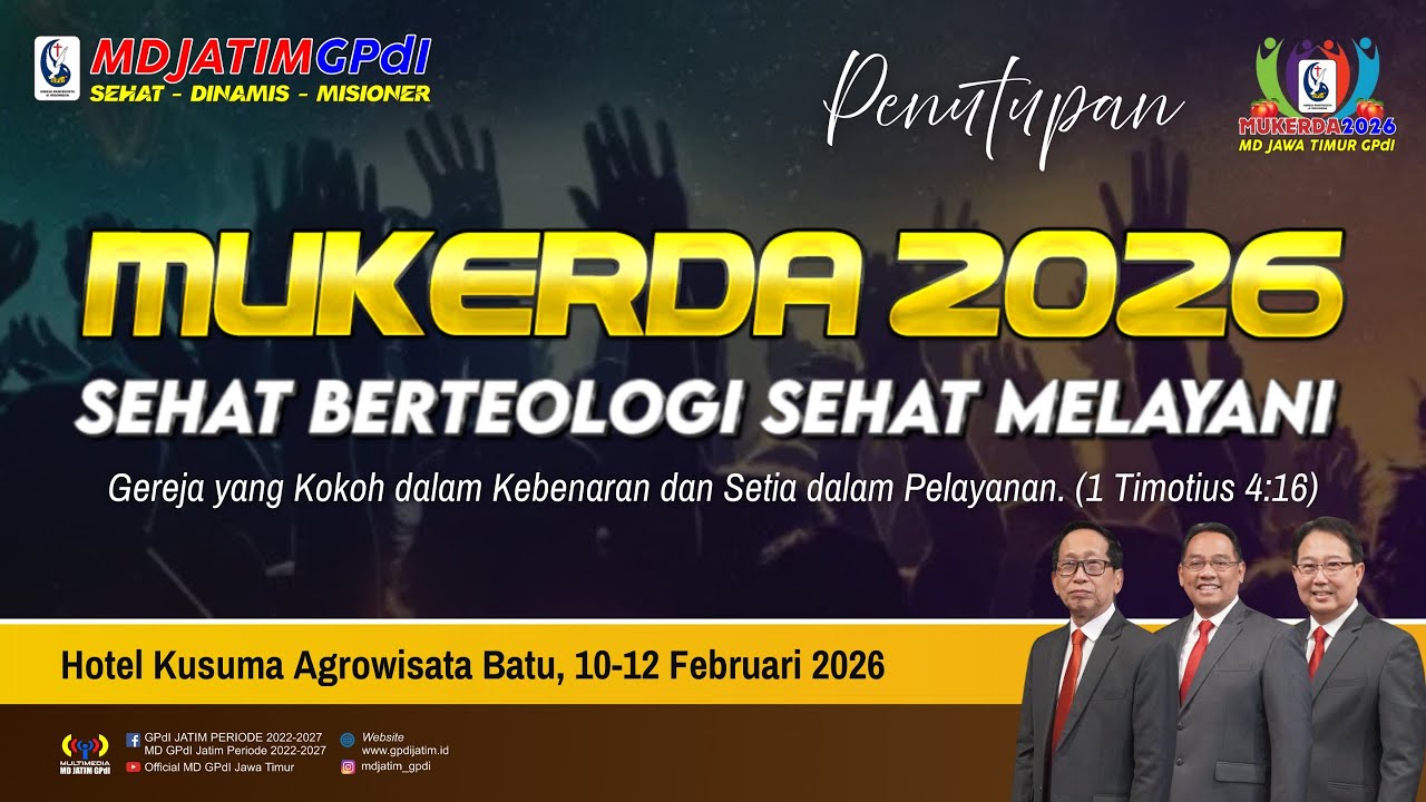 CLOSING MUKERDA 2026 MD JAWA TIMUR GPdI|KKR PANTEKOSTA | PELANTIKAN PENDETA MUDA| KAMIS, 12 Feb 2026