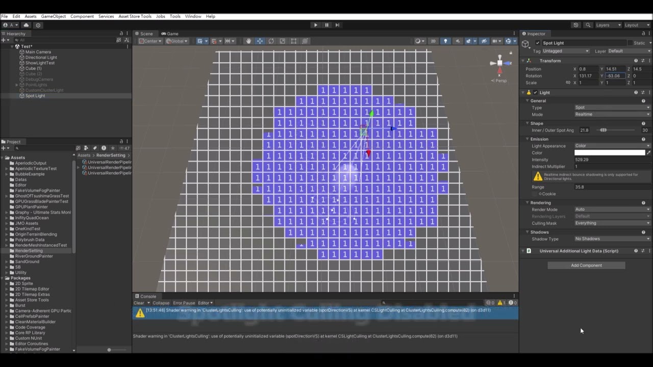 Clustered Spot Light Culling (Dot Only, No Cone Comparison)