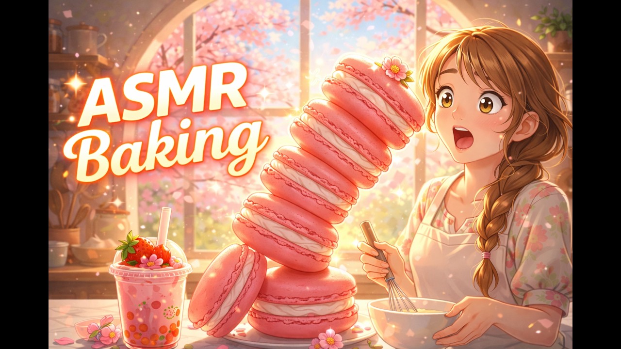 Spring Macaron Baking 🌸  Relaxing ASMR Cozy Kitchen