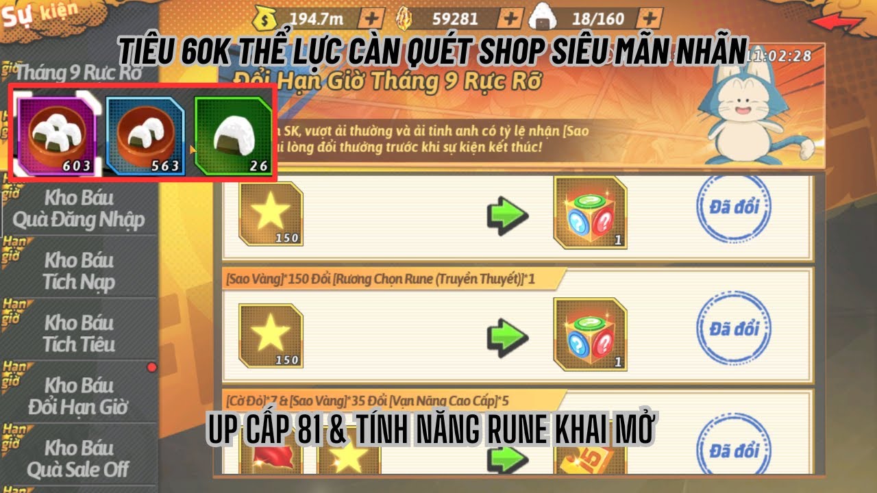 Rồng Thần Siêu Cấp - Quét 60k thể lực mua sạch 2 shop tiêu thể lực up cấp 81 siêu mlem