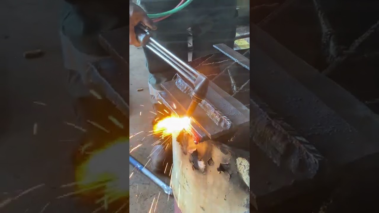 manual bevel plate cutting with oxycutter