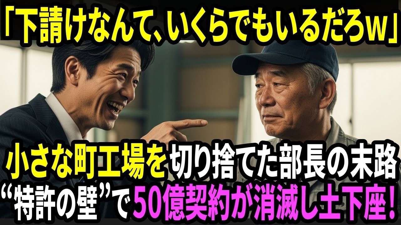 「下請けなんて、いくらでもいるだろw」小さな町工場を切った大企業部長の末路——“特許の壁”で50億契約が消滅！