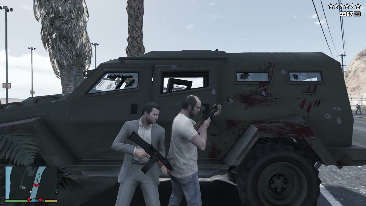 GTA V: Michael, Franklin, Trevor, Steve, Stretch, Sanchez 10 Star Cop Battle + Escape