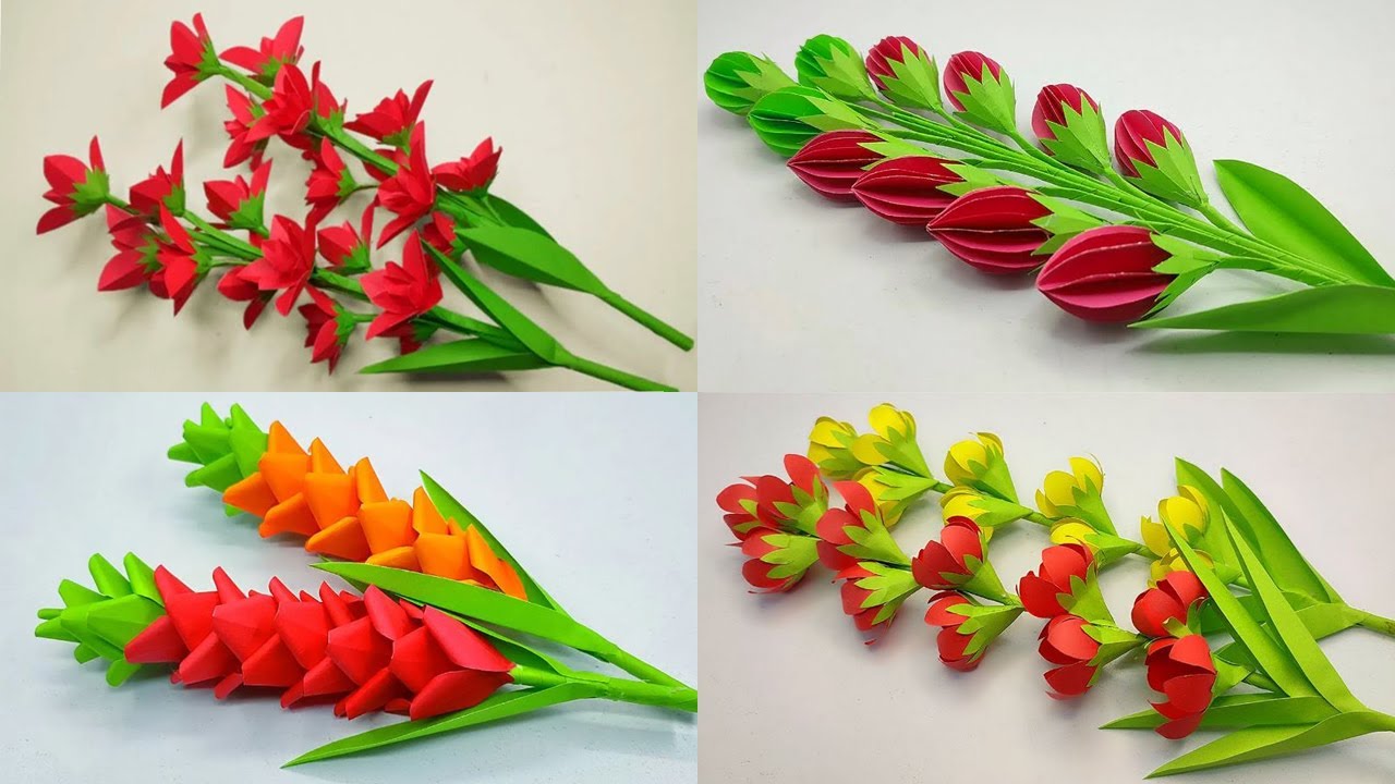 4 Easy Simple Paper Flowers | Flower Making | DIY Crafts