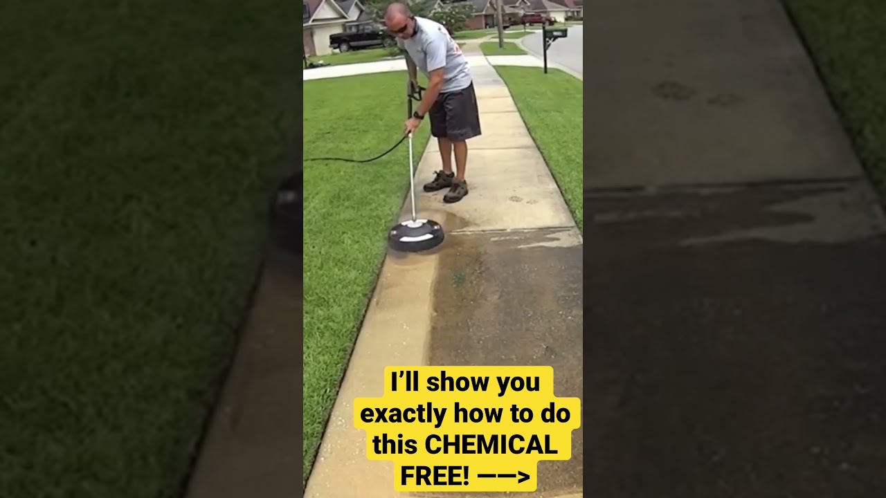 CHEMICAL FREE! How to pressure wash concrete sidewalks and driveways