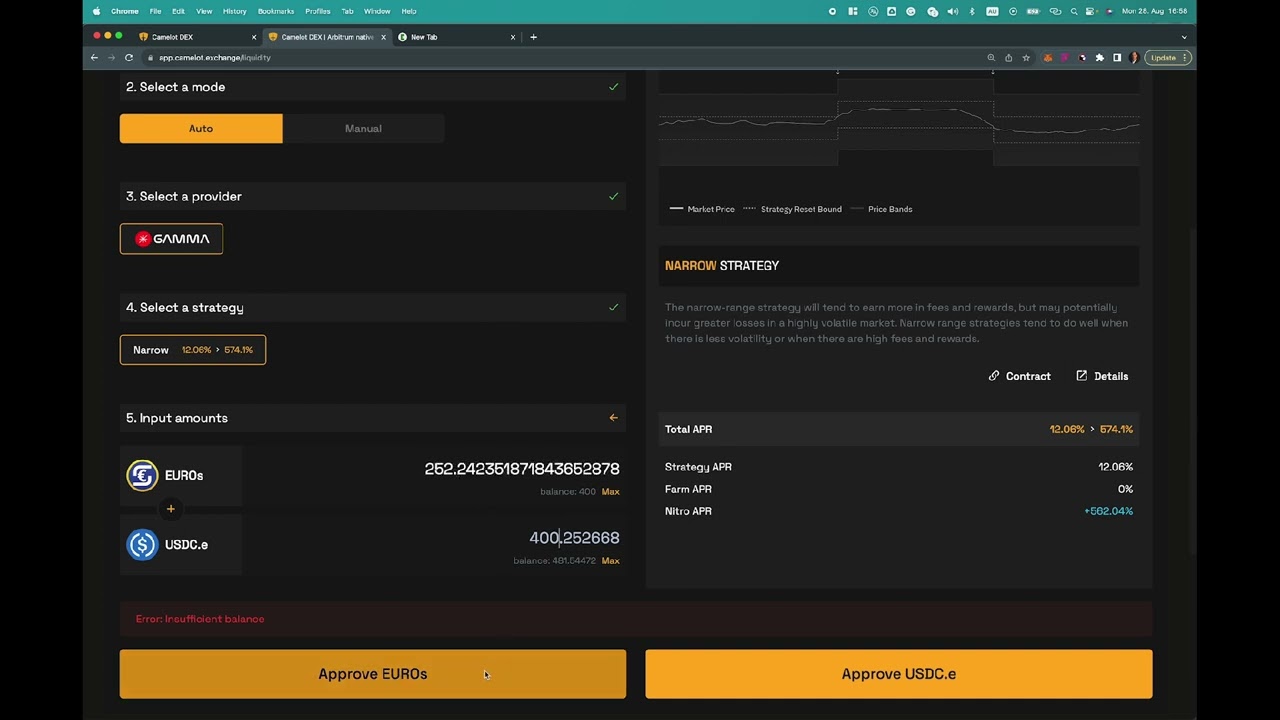 EUROs / USDC.e liquidity yield farming Tutorial