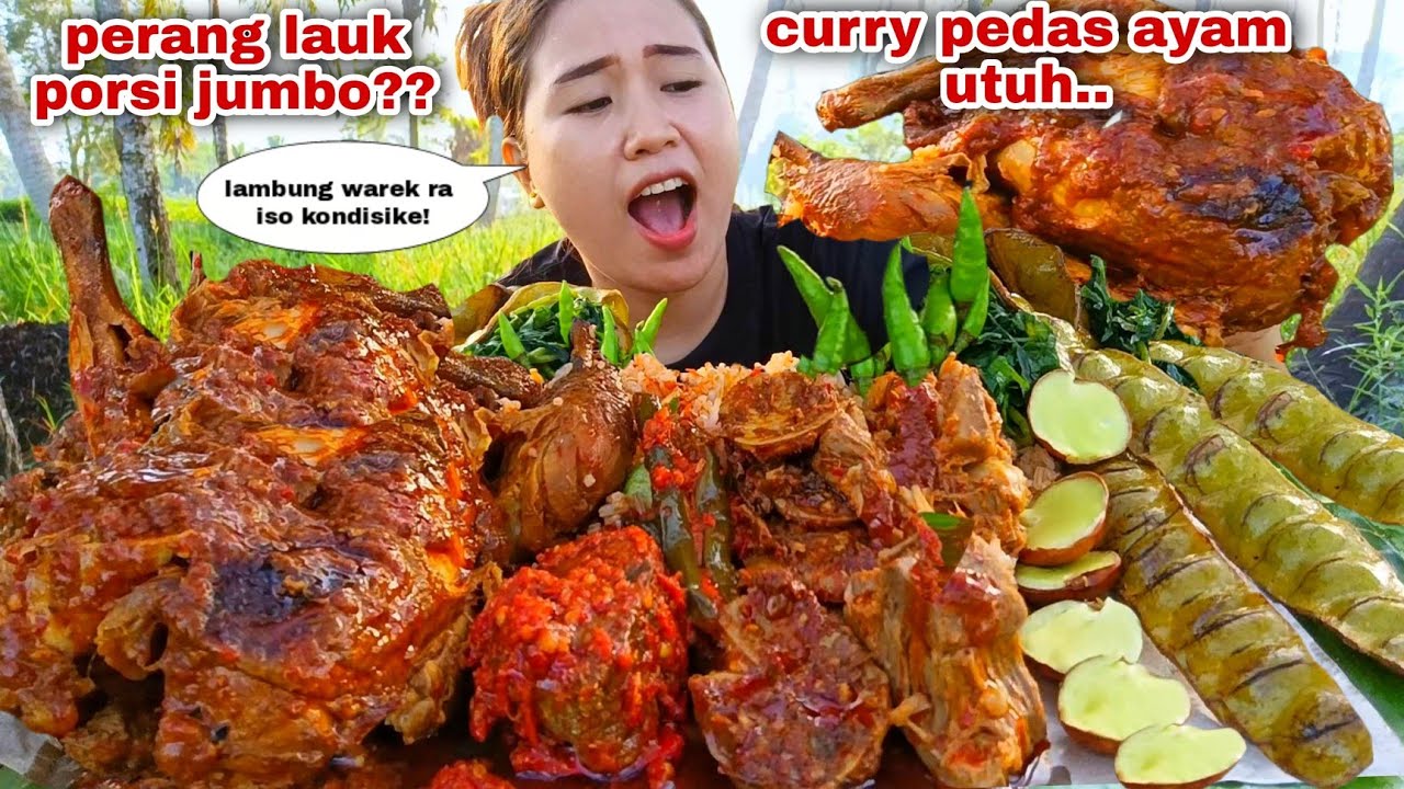 PUAS MAKSIMAL⁉️ 1 EKOR AYAM CURRY NASI BUNGKUS JUMBO LALAPAN JENGKOL MENTAH PETE GORENG CABE