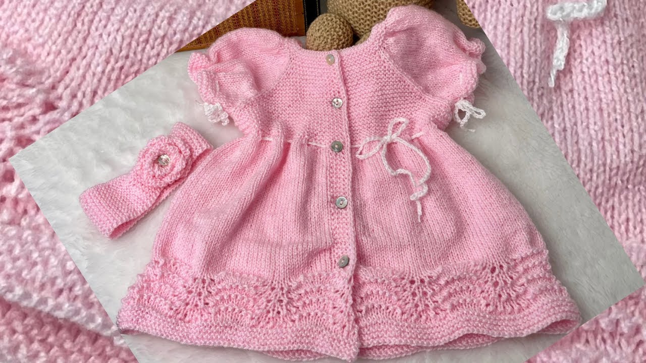 VESTIDO EM TRICÔ PARA BEBÊ-PONTO PAVÃO