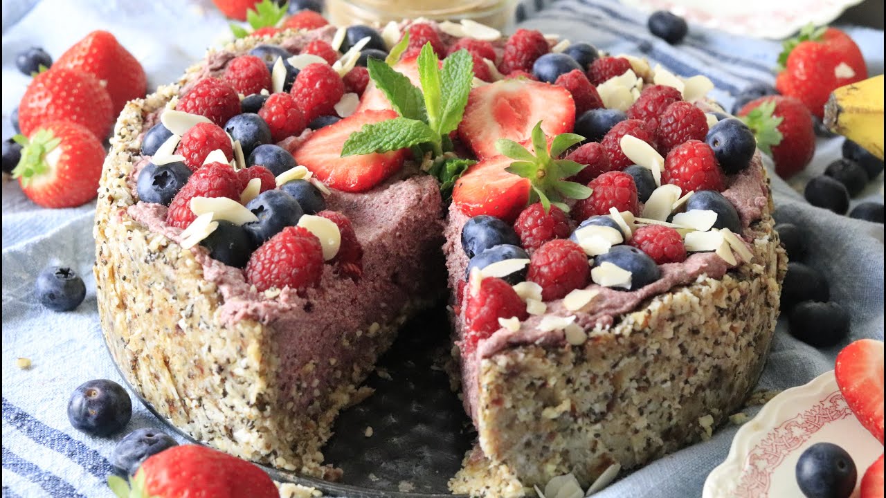 Bajecznie Pyszna Tarta Malinowo Kokosowa w 10 minut bez pieczenia ! #rawfood #tartamalinowokokosowa