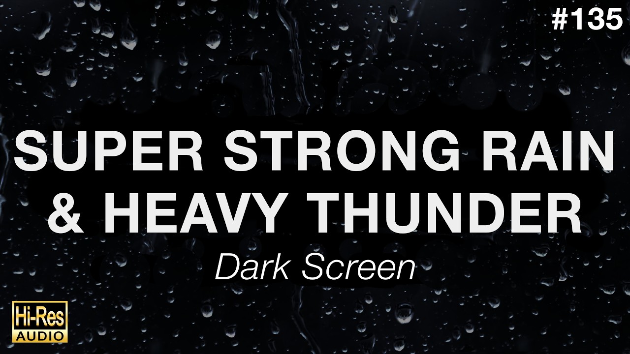 SUPER STRONG Rain and HEAVY Thunder Sounds for Sleeping - Black Screen Rain to Fall Asleep