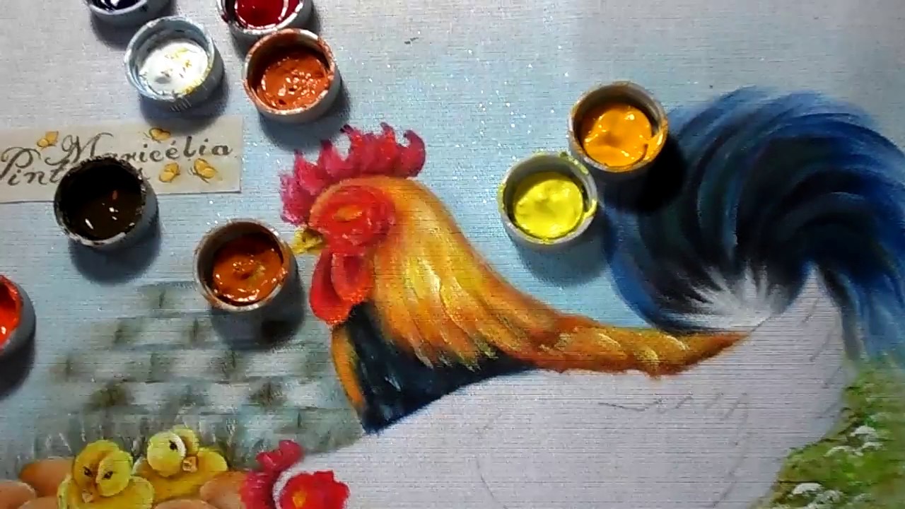 COMO PINTAR AS PENAS DO PESCOÇO DE UM GALO - Maricelia Pinturas
