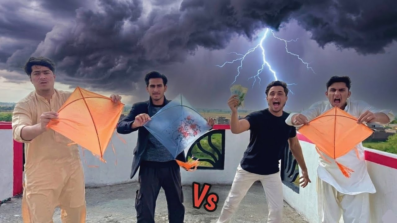 Small 3 Plasticbag Kite Flying With Havey Rain | Plasticbag Kite Flying Challenge 
