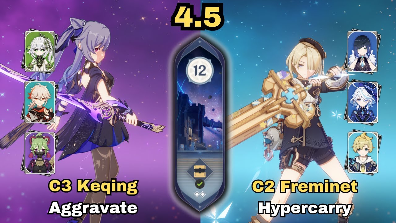 C3 Keqing Aggravate & C2 Freminet Hypercarry | Spiral Abyss 4.5 | Genshin Impact