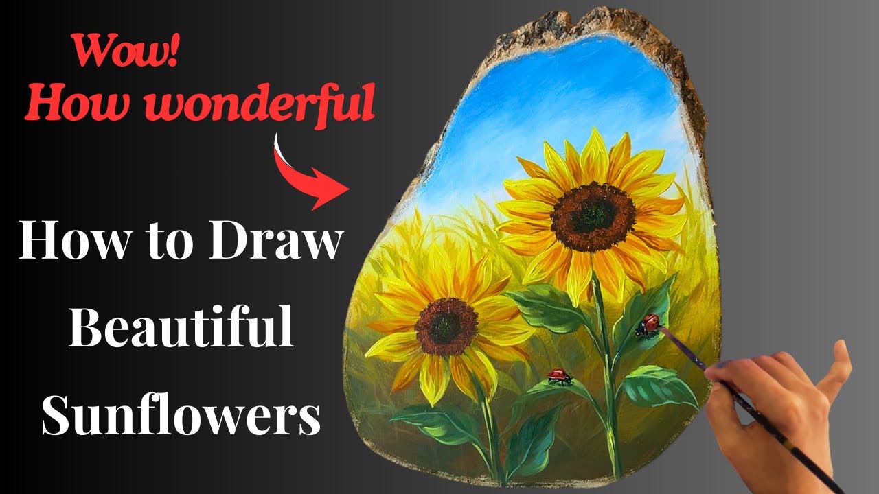 Acrylic painting - Amazing Inspiration When Painting Sunflowers On Wood Panels | ASMR painting