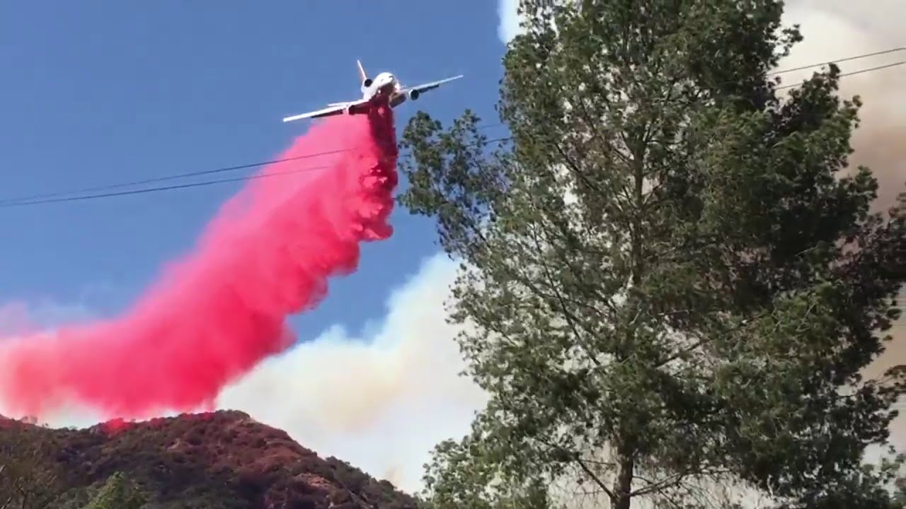 DC-10 Air tanker in action in Duarte, California