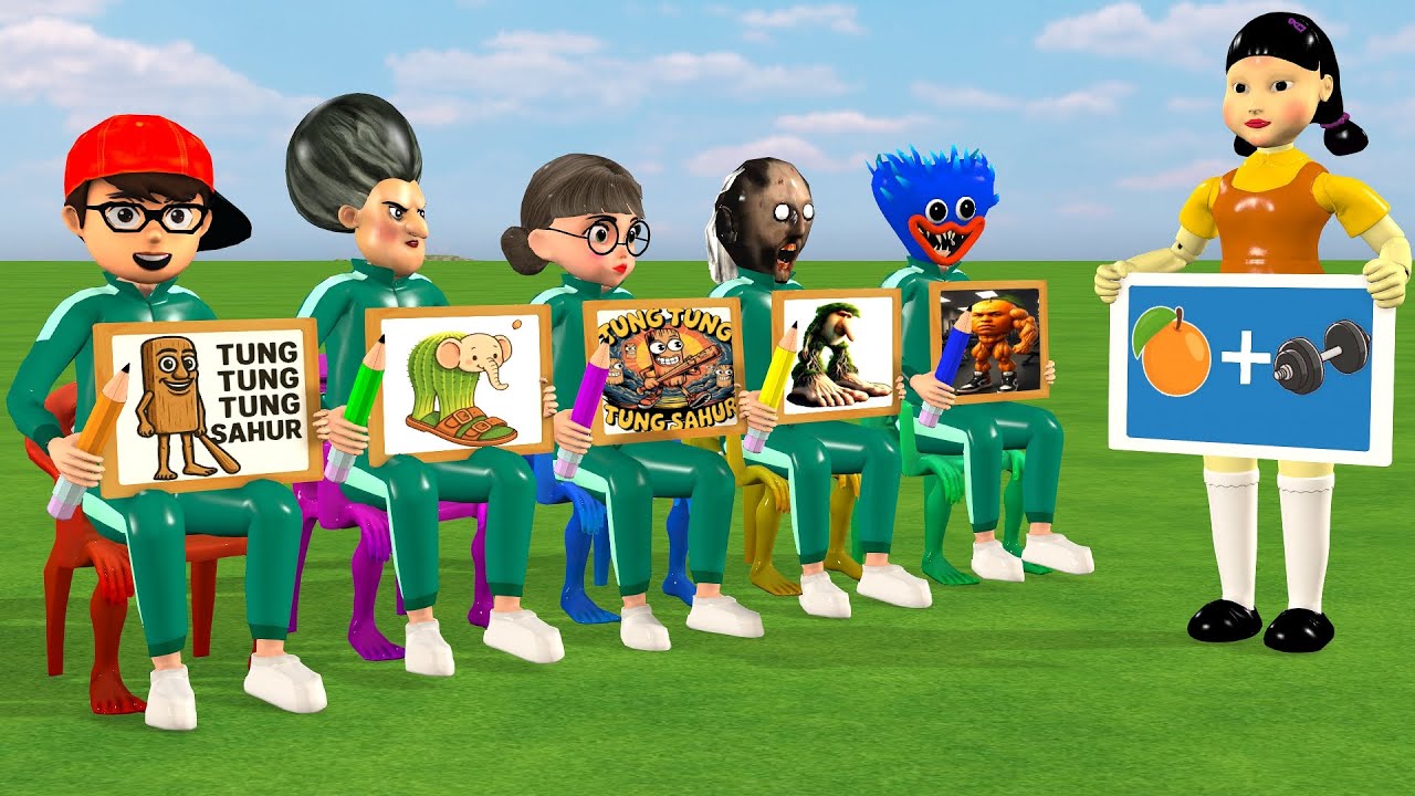 Scary Teacher 3D vs Squid Game Puzzle Drawing Level Max Tung Tung Tung Sahur Brainrot Challenge