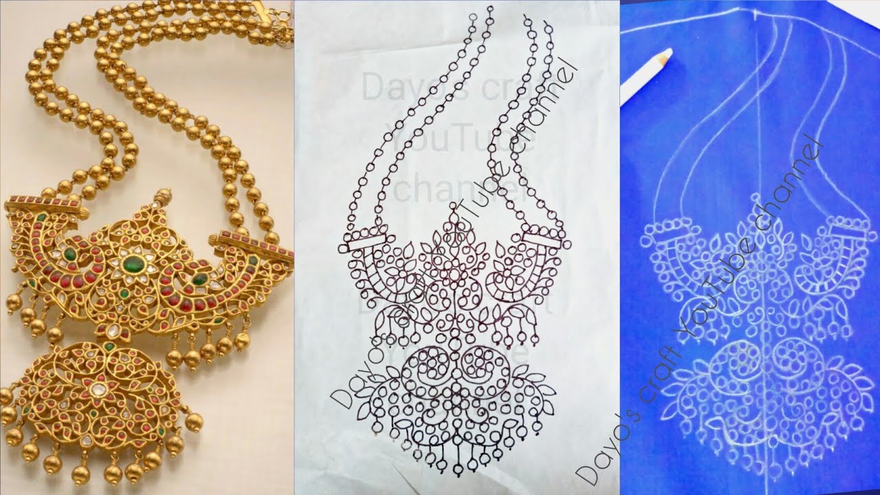 How to draw and trace the Jewell design for aari work with correct measurements
