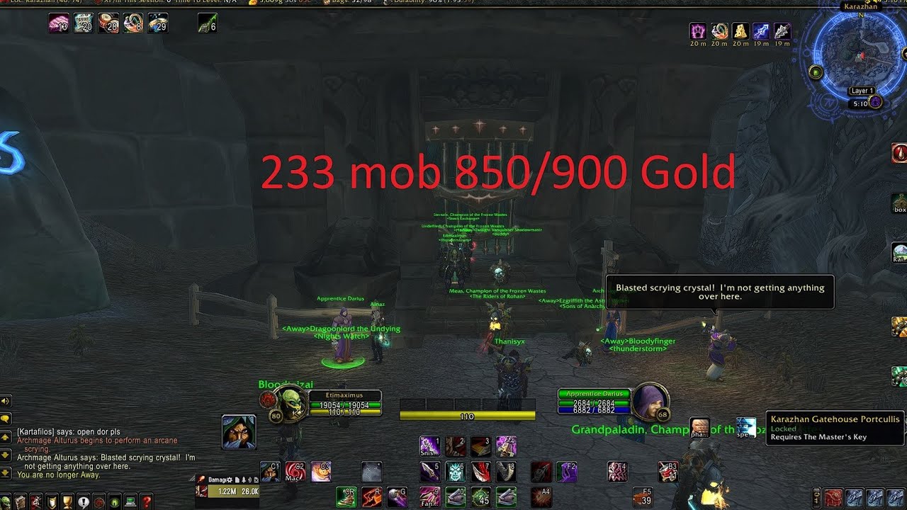Rogue karazhan gold farm.233 mob 850+gold 5 run 35 min (upgraded)