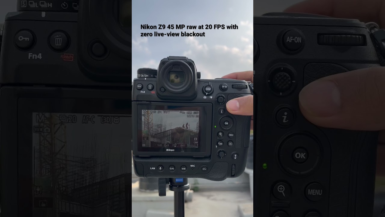 Nikon Z9 shooting 45 MP raw images at 20 FPS with no live-view blackout.