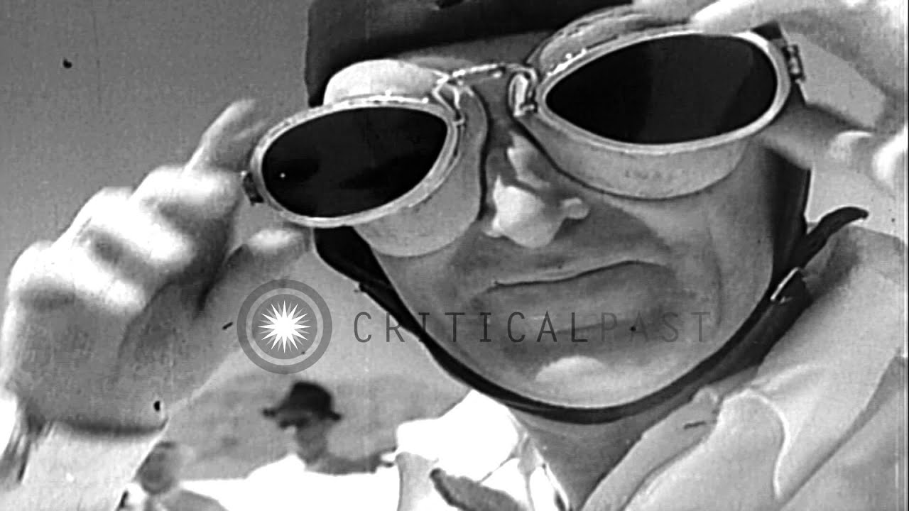 Sir Malcolm Campbell drives his Bluebird car at Bonneville Salt Flats, Utah. HD Stock Footage