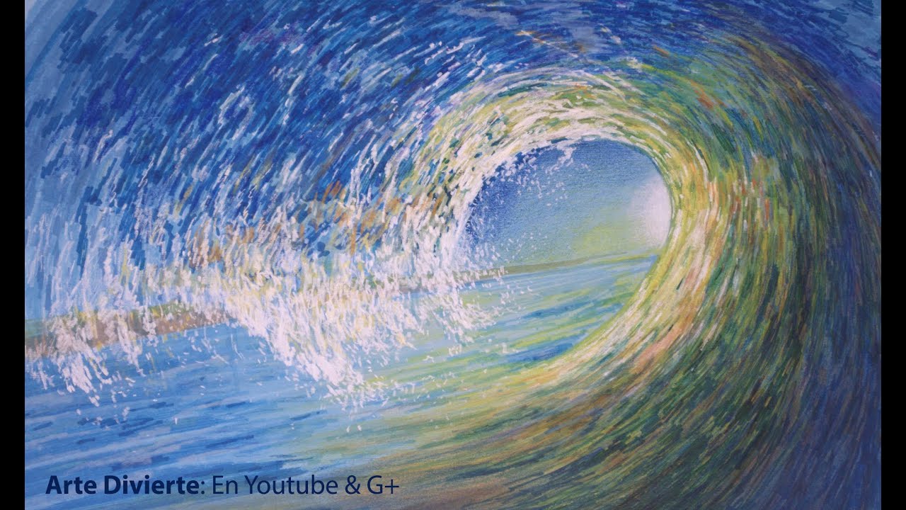 Cómo dibujar una ola de mar en movimiento- Arte Divierte.