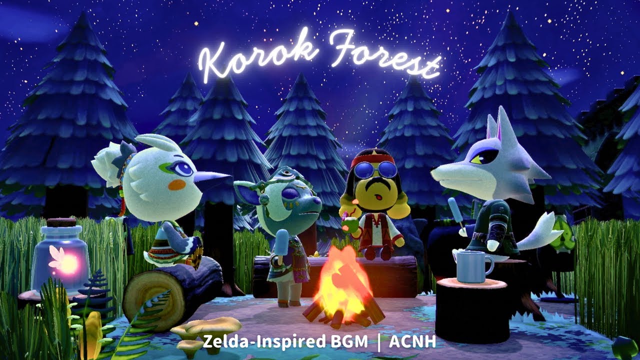 【あつ森BGM】ゼルダの伝説コログの森🌲🌕｜焚き火・虫の鳴き声４時間｜作業用・睡眠用｜🎧 Zelda-Inspired Animal Crossing BGM (4H) | Sleep Aid