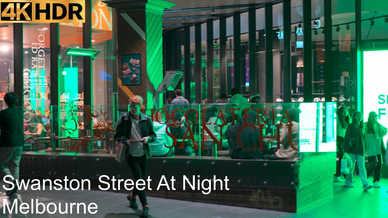 Walking Swanston Street At Night | Melbourne Australia | 4K HDR
